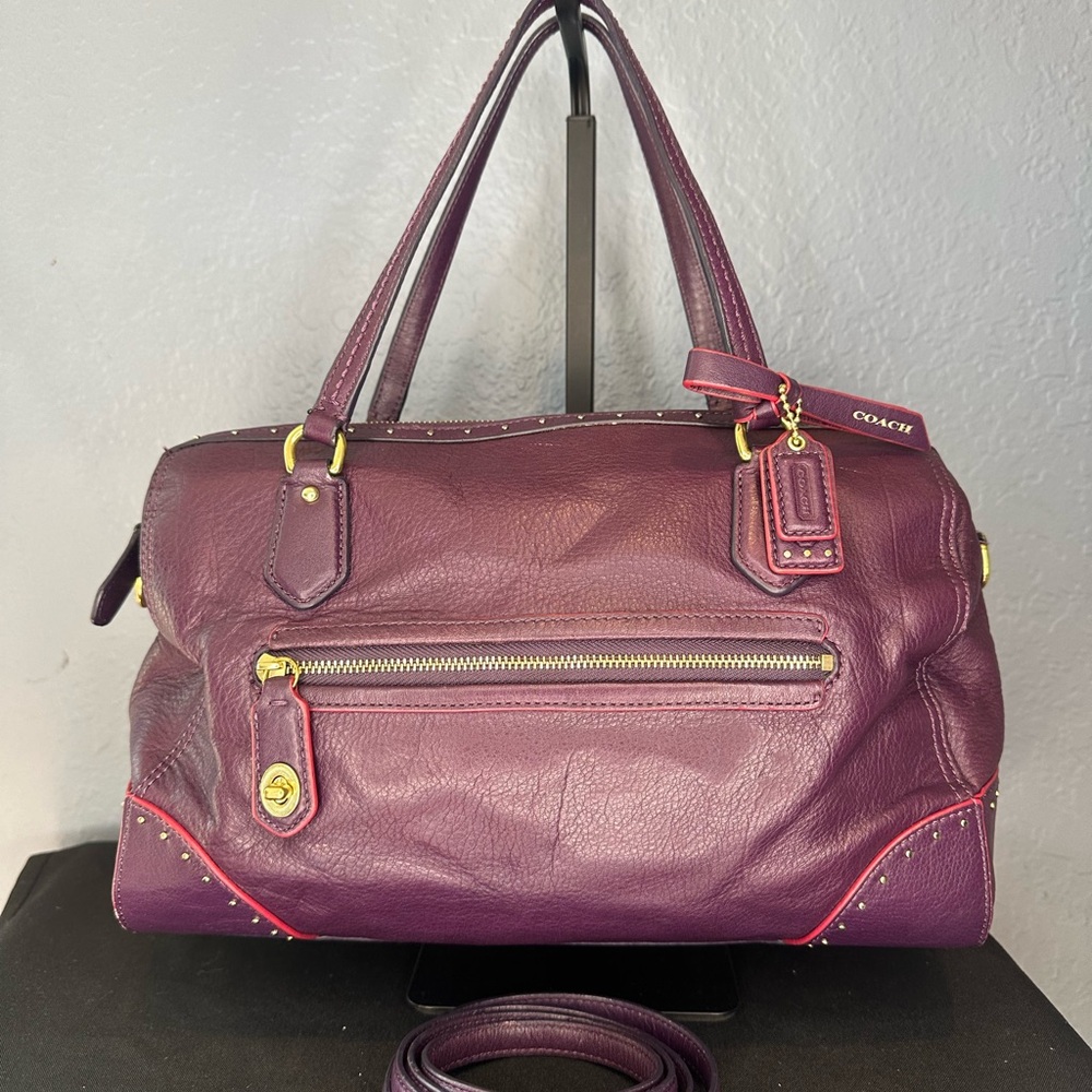 🦄Coach Poppy Studded Leather East/West Satchel 26434🦄
